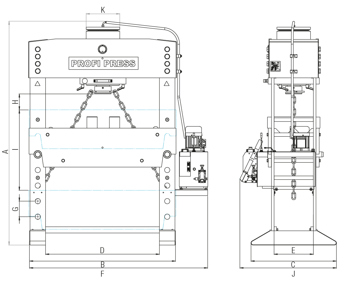 Drawing for Workshop Presses - Profi Press Drawing for Workshop Presses - Profi Press
